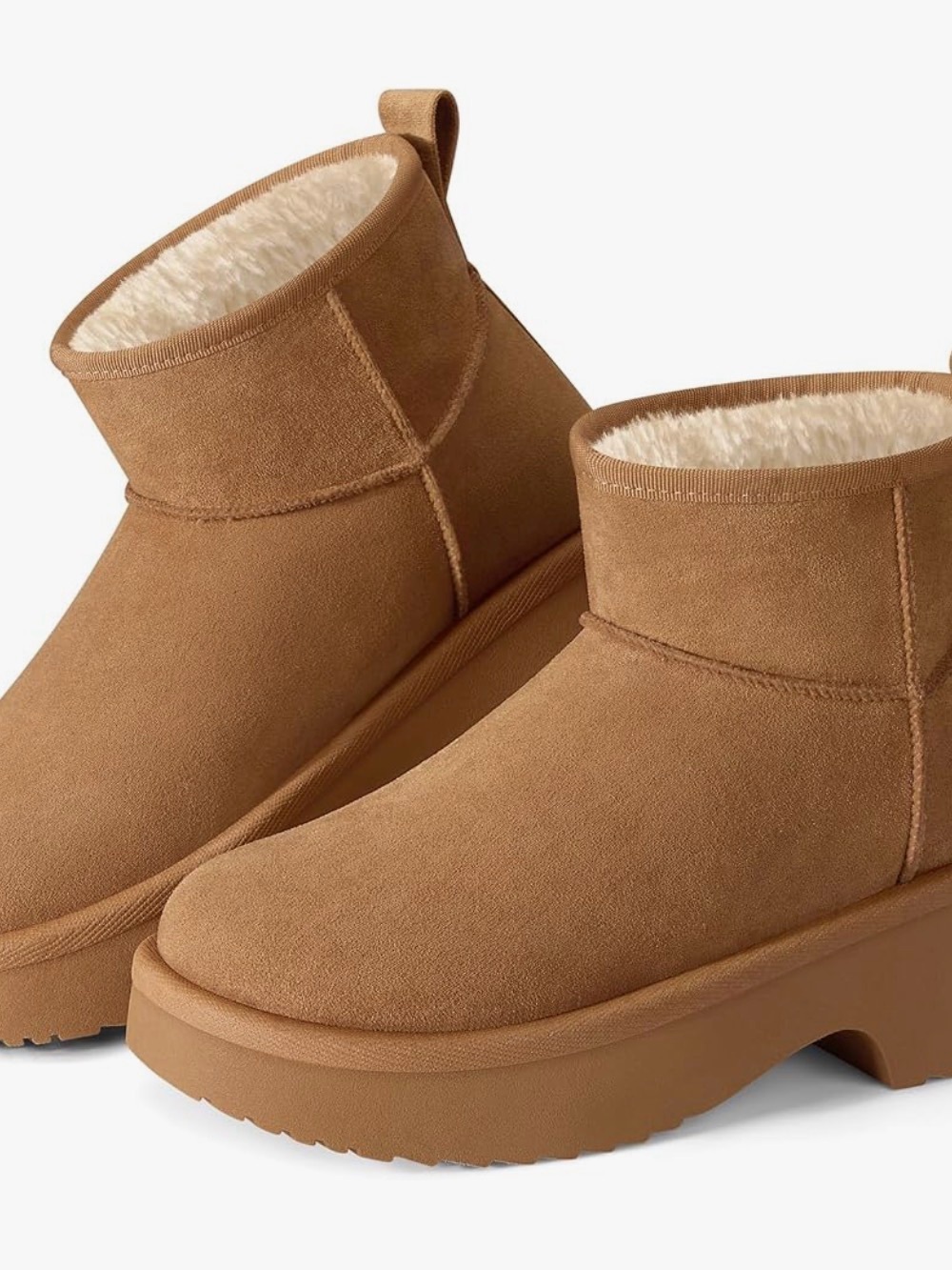Suede Plush-Lined Short Ankle Slippers in Chestnut
